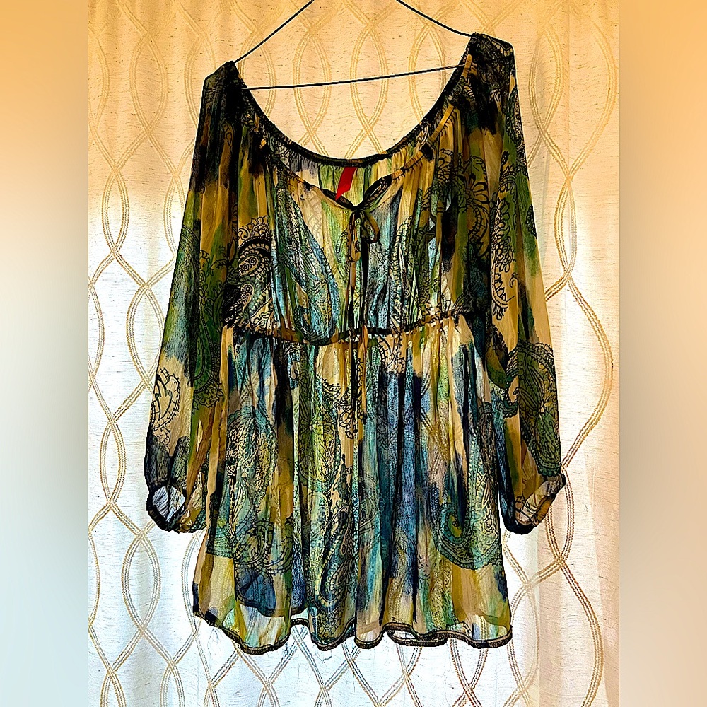 Pure Energy Empire Blouse. Sheer Cotton Silk.